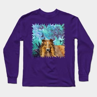 The Inquisitive Collie of the Psychedelic Dog Parade Long Sleeve T-Shirt